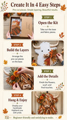 🐮💐🌸 Birth Flower Highland Cow 3D Layered Fabric Art DIY Kit (Beginner-friendly) 🔥 Buy 2 Free Shipping