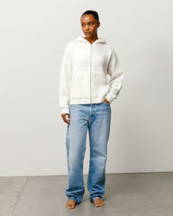 WAFFLE CASHMERE ZIP HOOD SWEATER