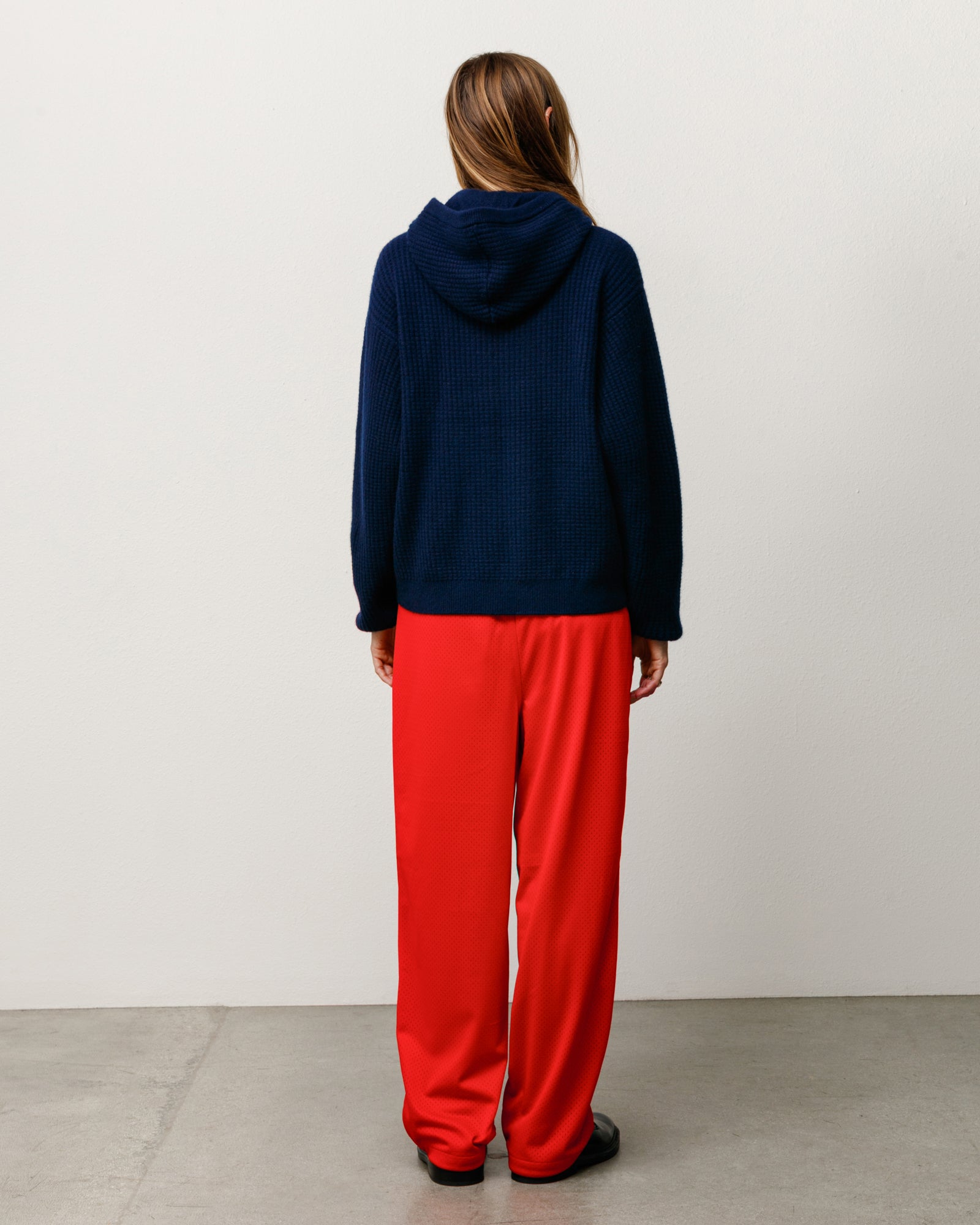 WAFFLE CASHMERE ZIP HOOD SWEATER