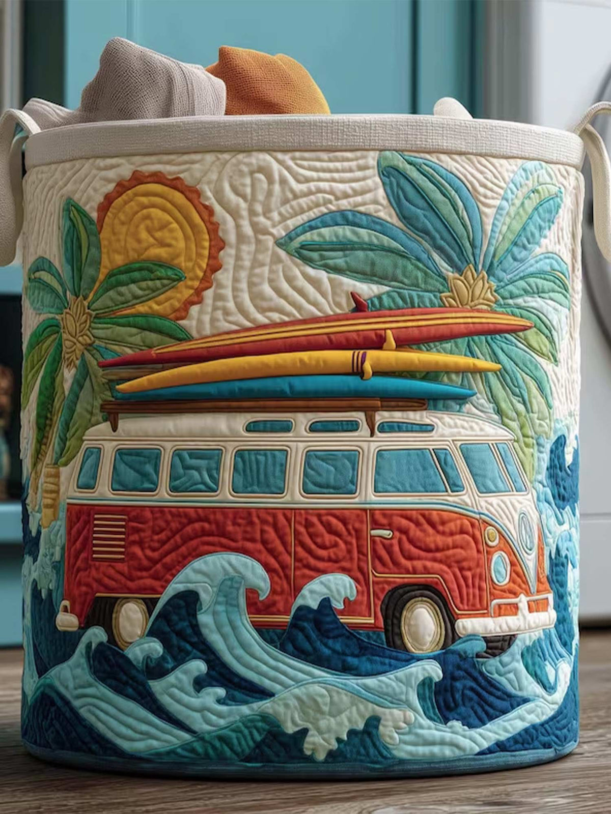 Palm Cruise  Quilted Laundry Basket