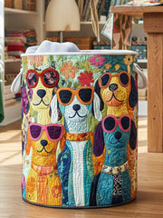 Happy Dogs Quilted Laundry Basket