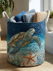 Sea Turtle Quilted Laundry Basket