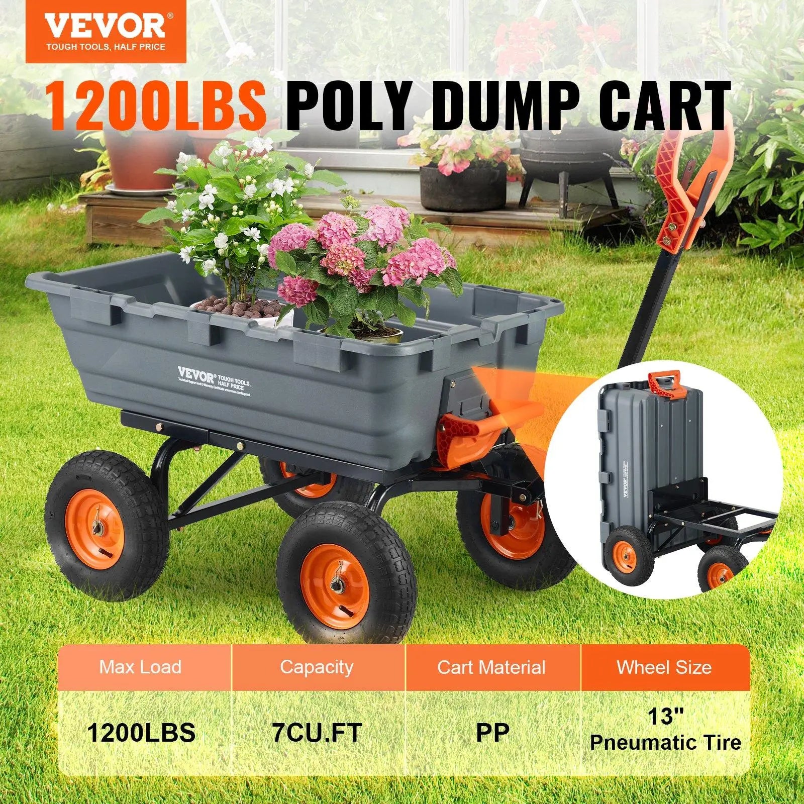Poly Garden Dump Cart – 2-in-1 Handle