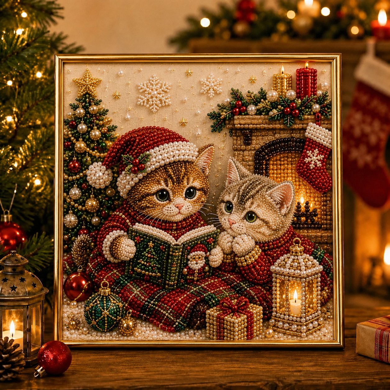 🎄🐾 LAST DAY 49% OFF – Premium 3D Pearl Christmas Kitty Art Kit 🎅🐱❄️