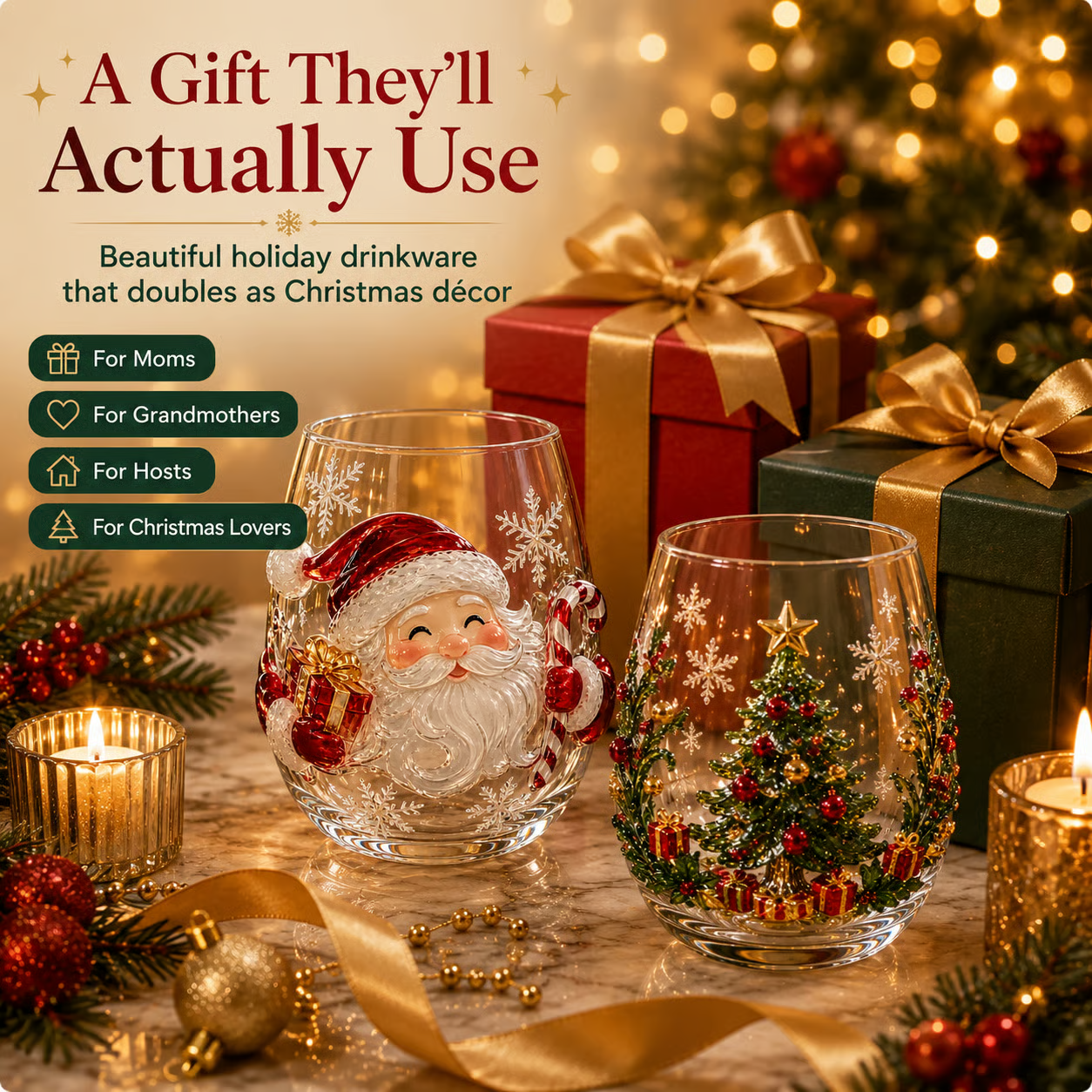 🎁Magical Christmas Glass Cup Gift Collection✨