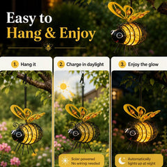 🌙🍃🪴 LIMITED-TIME 50% OFF! Hanging Solar Bee Light – Spread Joy Day and Night 🌞🌜